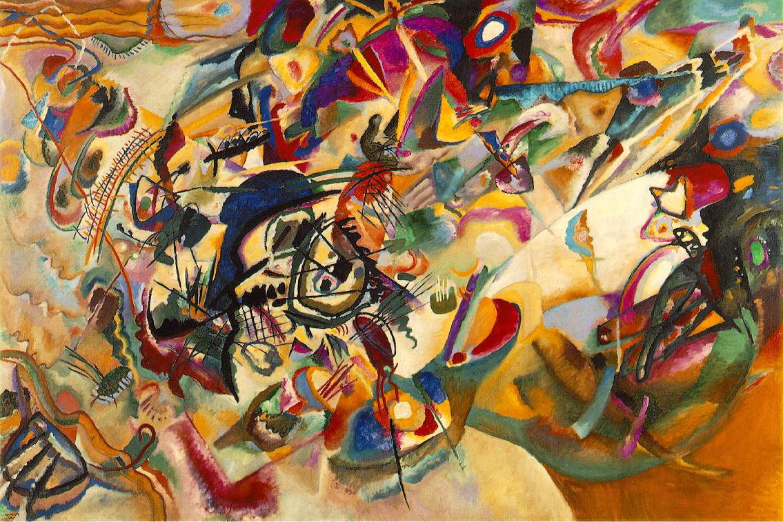 Image Composition VII 1913 (200 Kb); Oil on canvas, 200 x 300 cm (6 6 3/4 x 9 11 1/8); Tretyakov Gallery, Moscow 